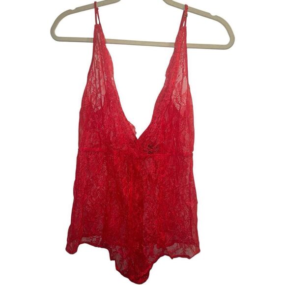 ✨Victoria Secret Teddy Lace Sexy Red Sz Large Romper✨ - Picture 6 of 9